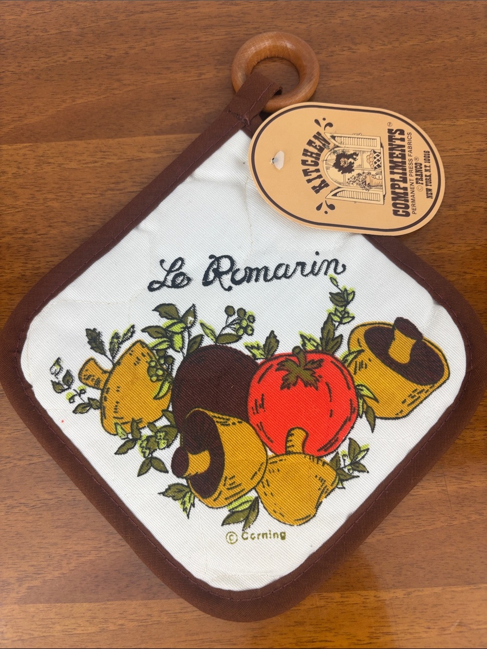 Vintage 70s “spice of life” le Romarin pattern Franco Corning potholder (NOS) - Picture 7 of 7